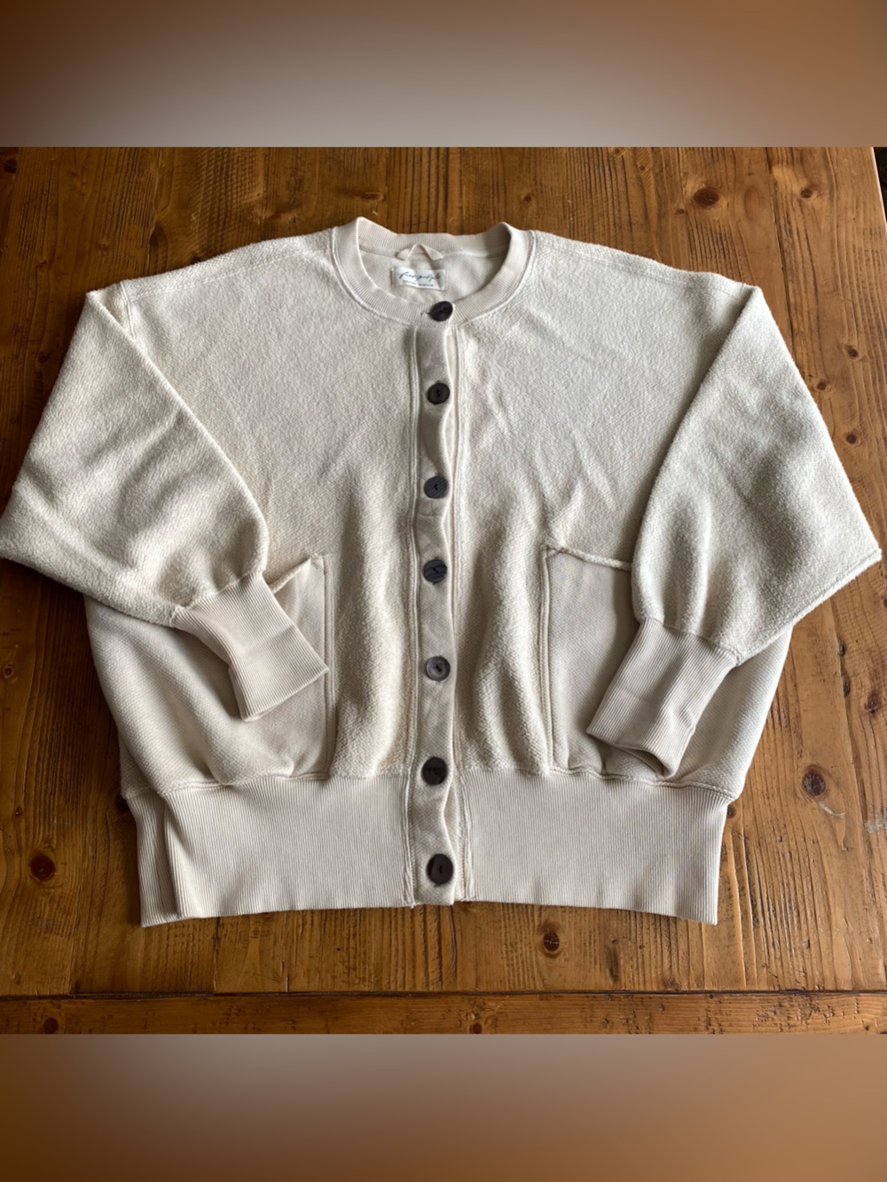 Free People Cream Crewneck Sweater